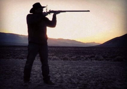 Adventure Cowboy shooting 1874 “Billy Dixon” Sharps in 45-70 from Cimmaron